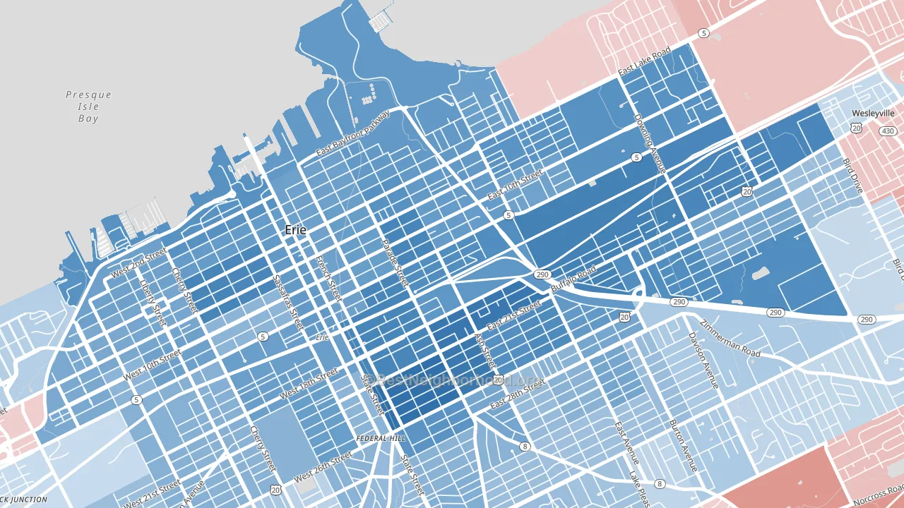 East Erie, Erie, PA block-group political-lean map
