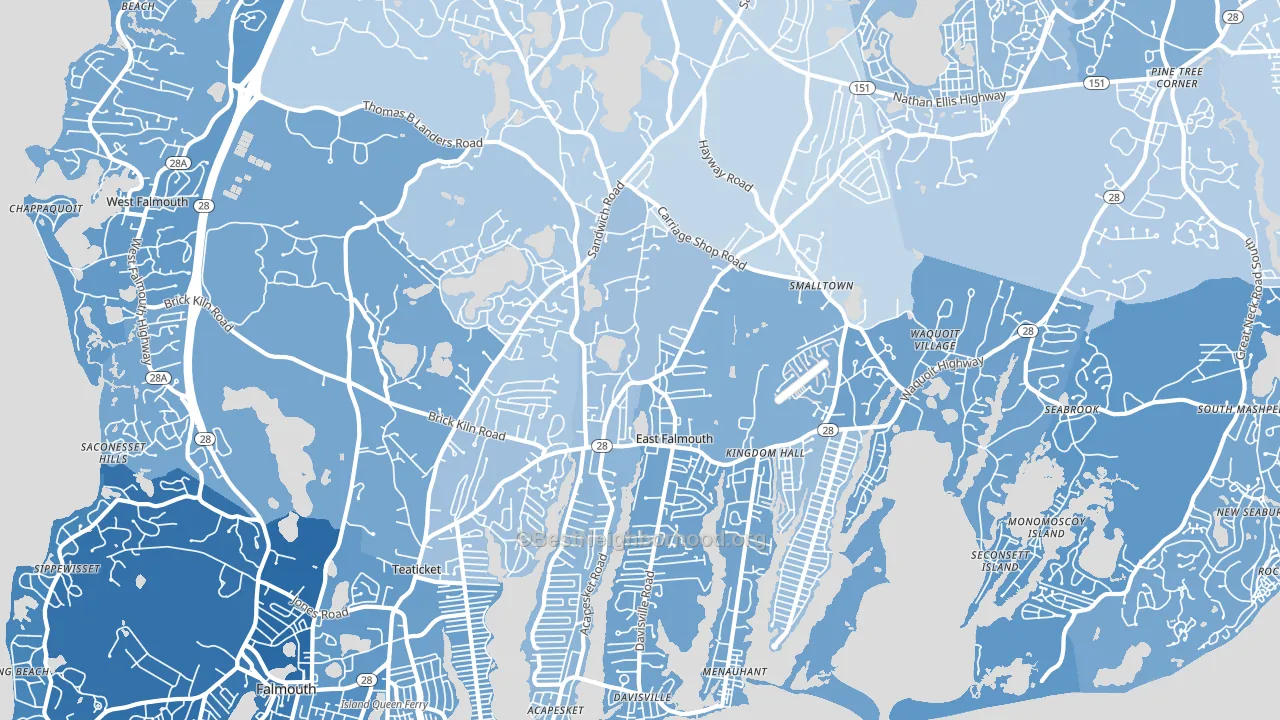 East Falmouth, MA block-group political-lean map