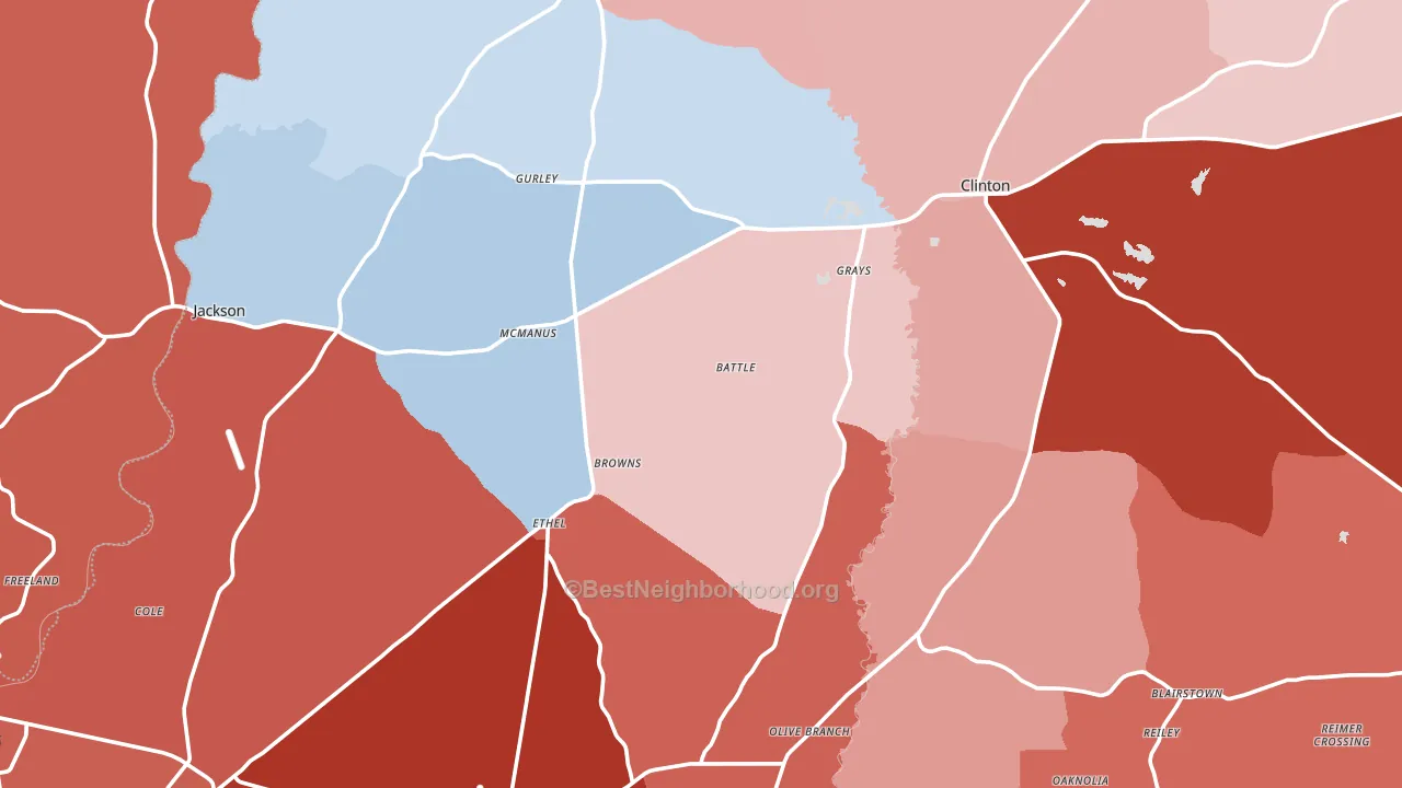 East Feliciana Parish, LA block-group political-lean map