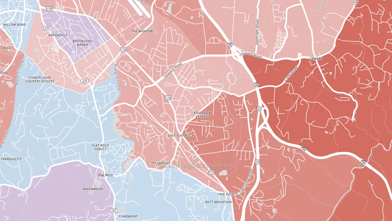 East Flat Rock, NC block-group political-lean map