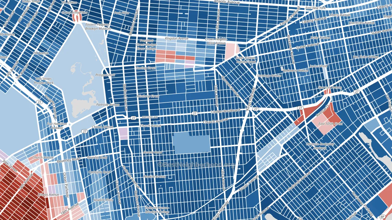 East Flatbush, Brooklyn, NY block-group political-lean map
