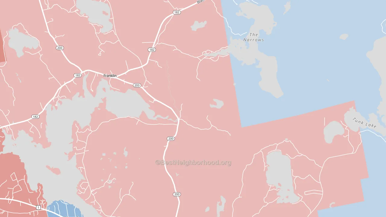 East Franklin, ME block-group political-lean map