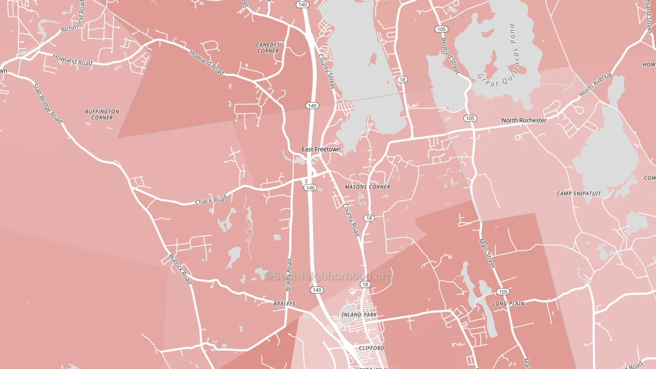 East Freetown, MA block-group political-lean map