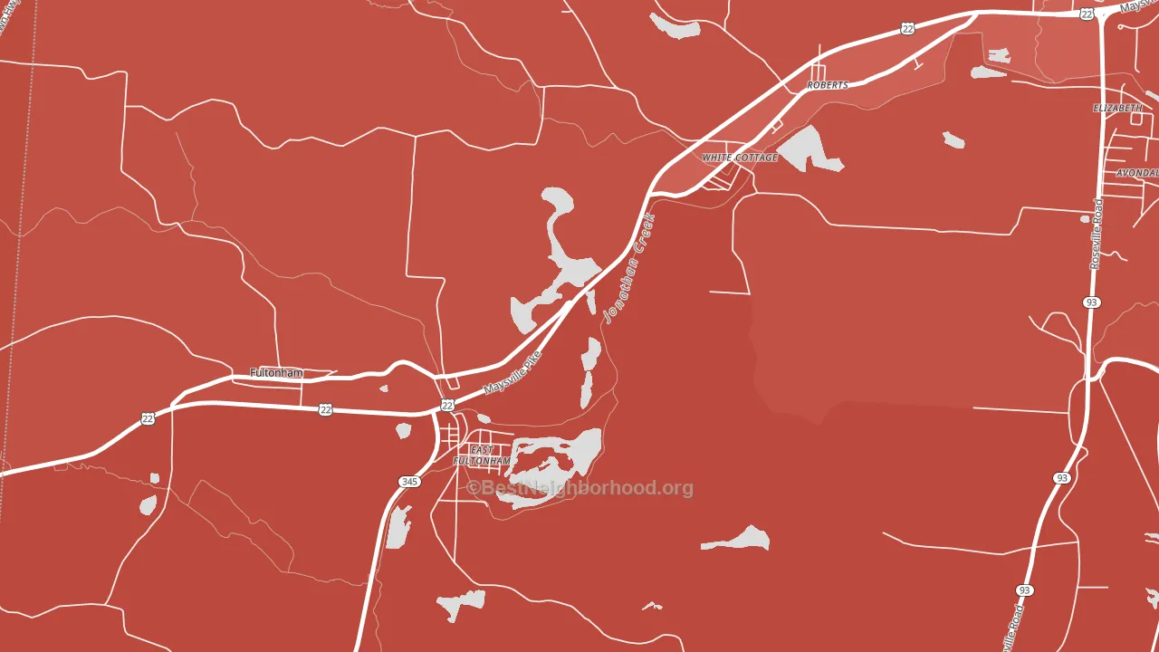East Fultonham, OH block-group political-lean map