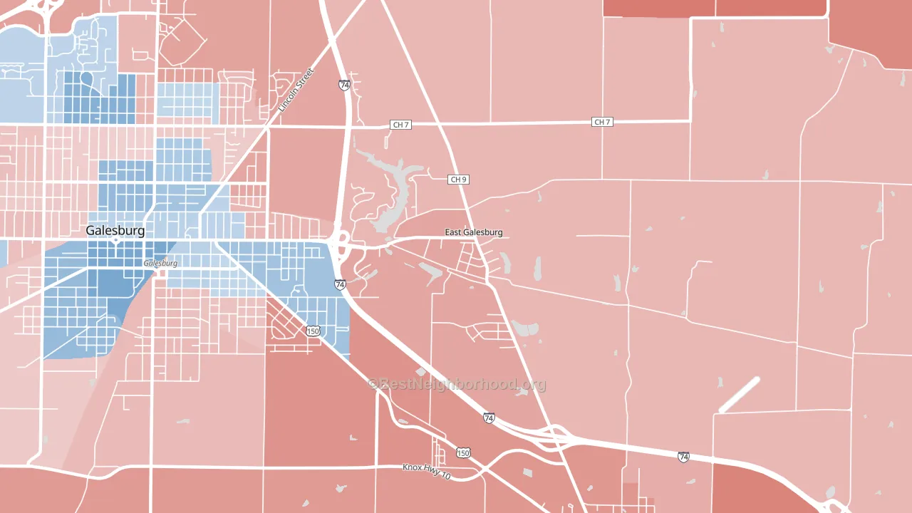 East Galesburg, IL block-group political-lean map