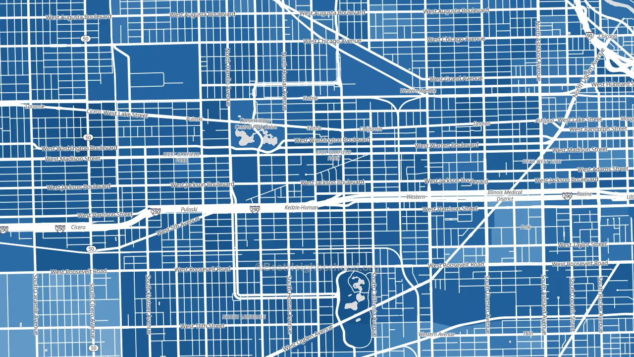 East Garfield Park, Chicago, IL block-group political-lean map