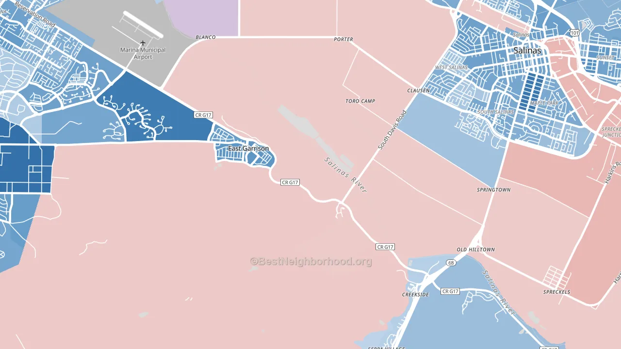 East Garrison, CA block-group political-lean map