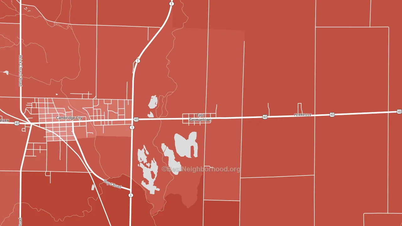 East Germantown, IN block-group political-lean map