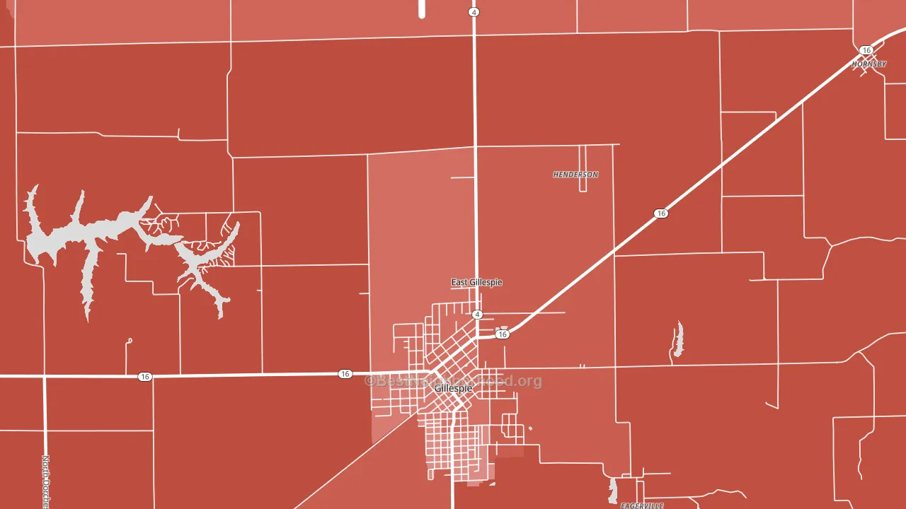 East Gillespie, IL block-group political-lean map