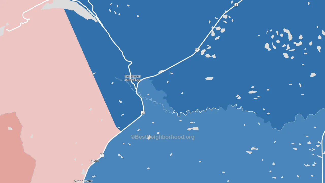 East Glacier Park, MT block-group political-lean map
