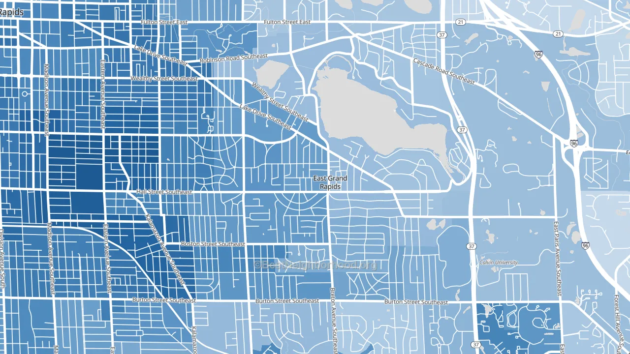 East Grand Rapids, MI block-group political-lean map