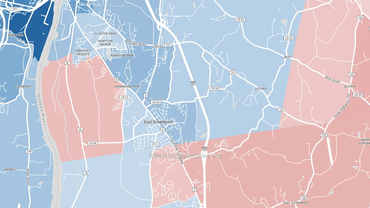 East Greenbush, NY block-group political-lean map