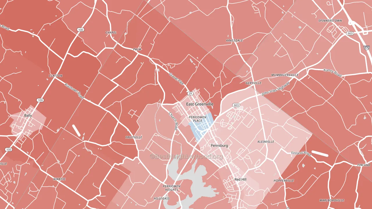 East Greenville, PA block-group political-lean map