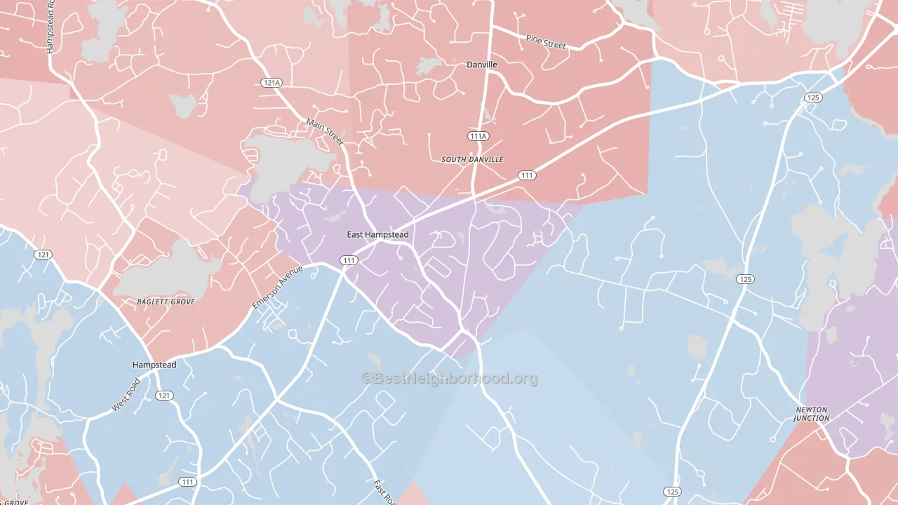 East Hampstead, NH block-group political-lean map