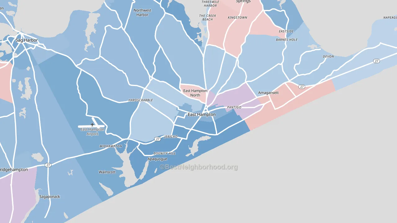 East Hampton, NY block-group political-lean map