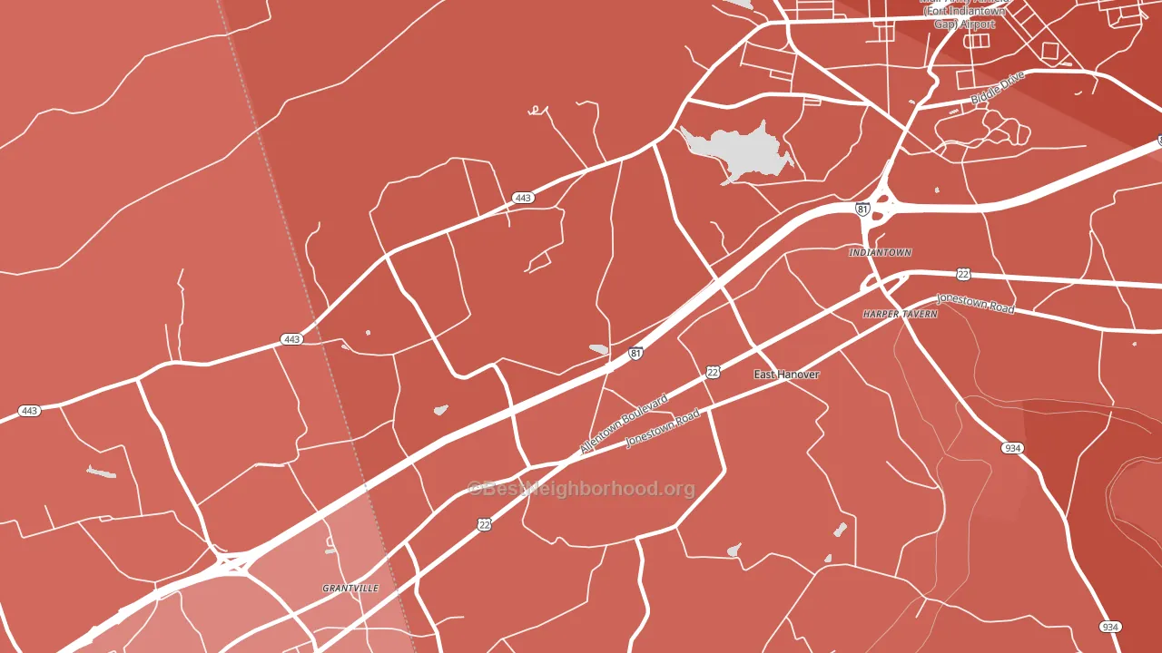East Hanover, PA block-group political-lean map