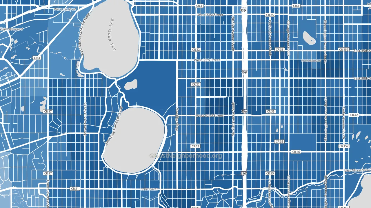 East Harriet, Minneapolis, MN block-group political-lean map