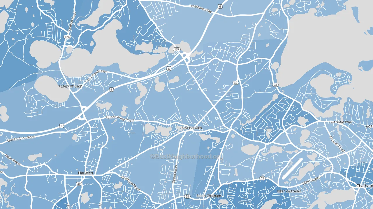 East Harwich, MA block-group political-lean map