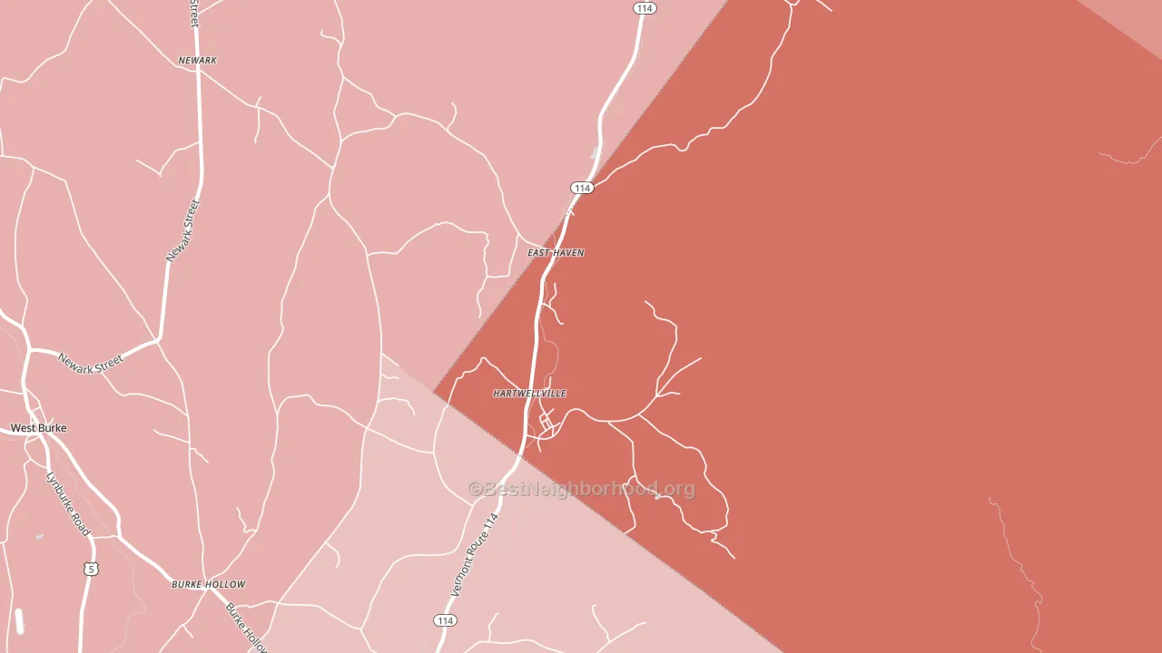 East Haven, VT block-group political-lean map