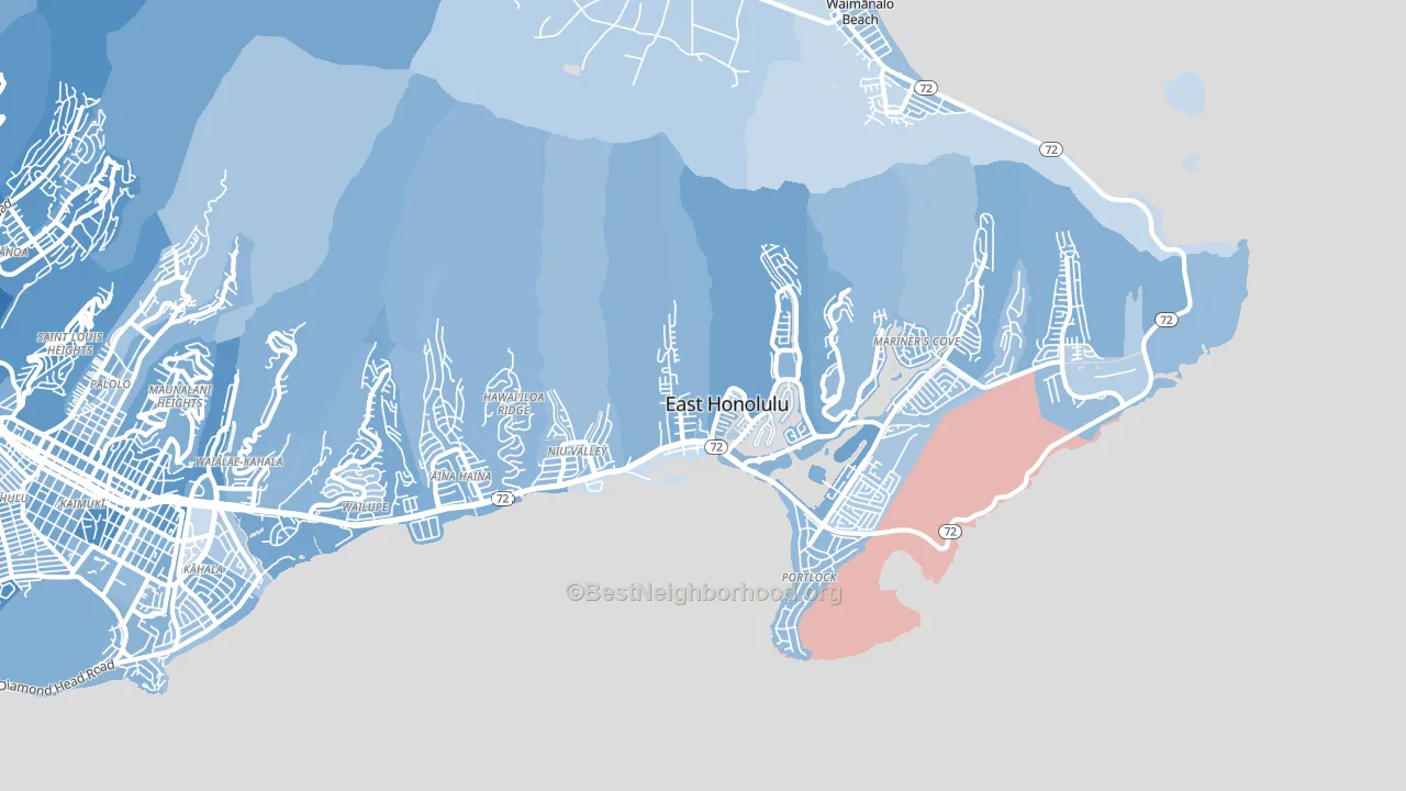 East Honolulu, HI block-group political-lean map