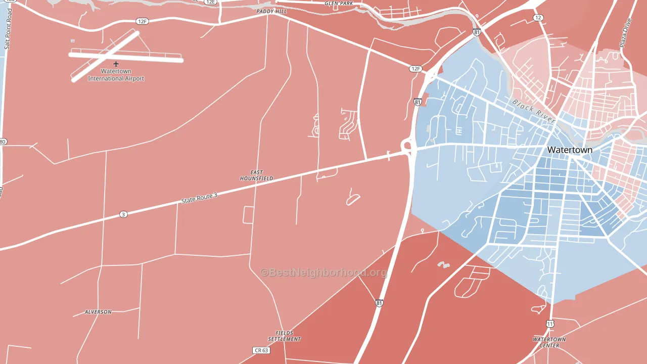 East Hounsfield, NY block-group political-lean map