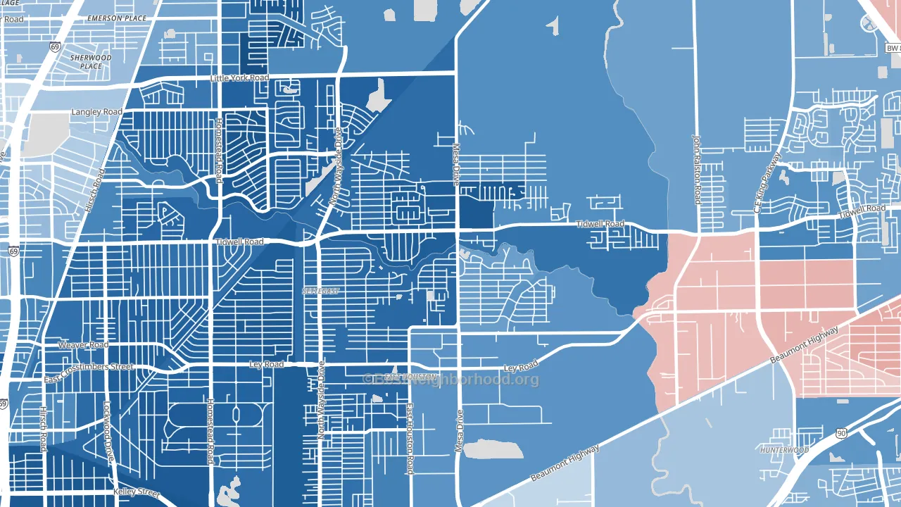 East Houston, Houston, TX block-group political-lean map