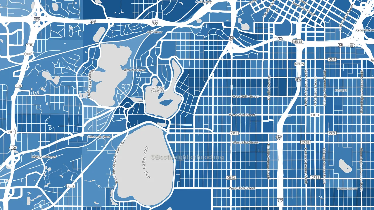 East Isles, Minneapolis, MN block-group political-lean map