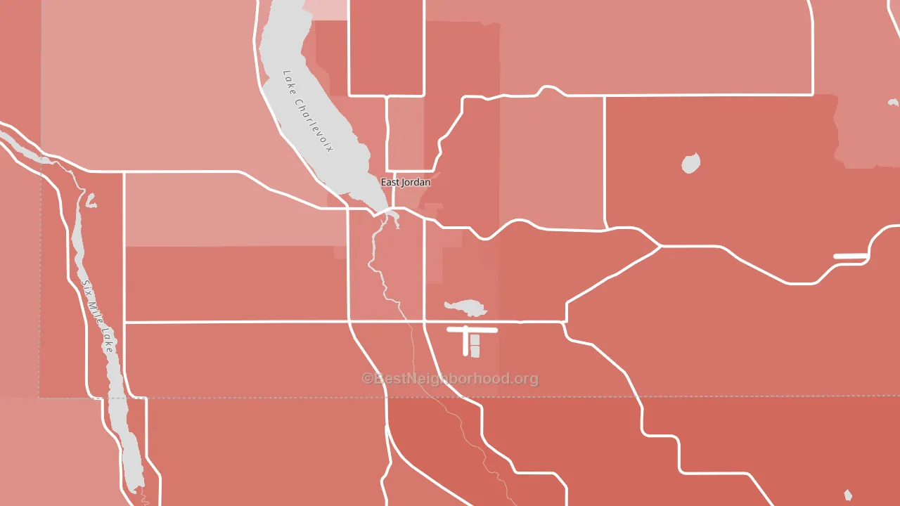 East Jordan, MI block-group political-lean map