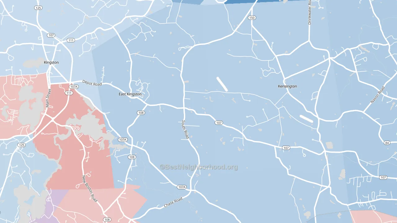 East Kingston, NH block-group political-lean map