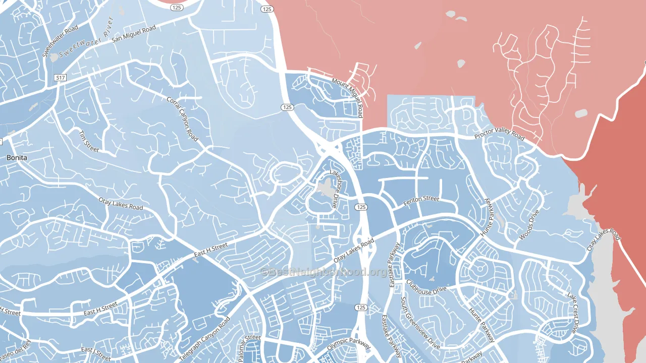 East Lake, Chula Vista, CA block-group political-lean map
