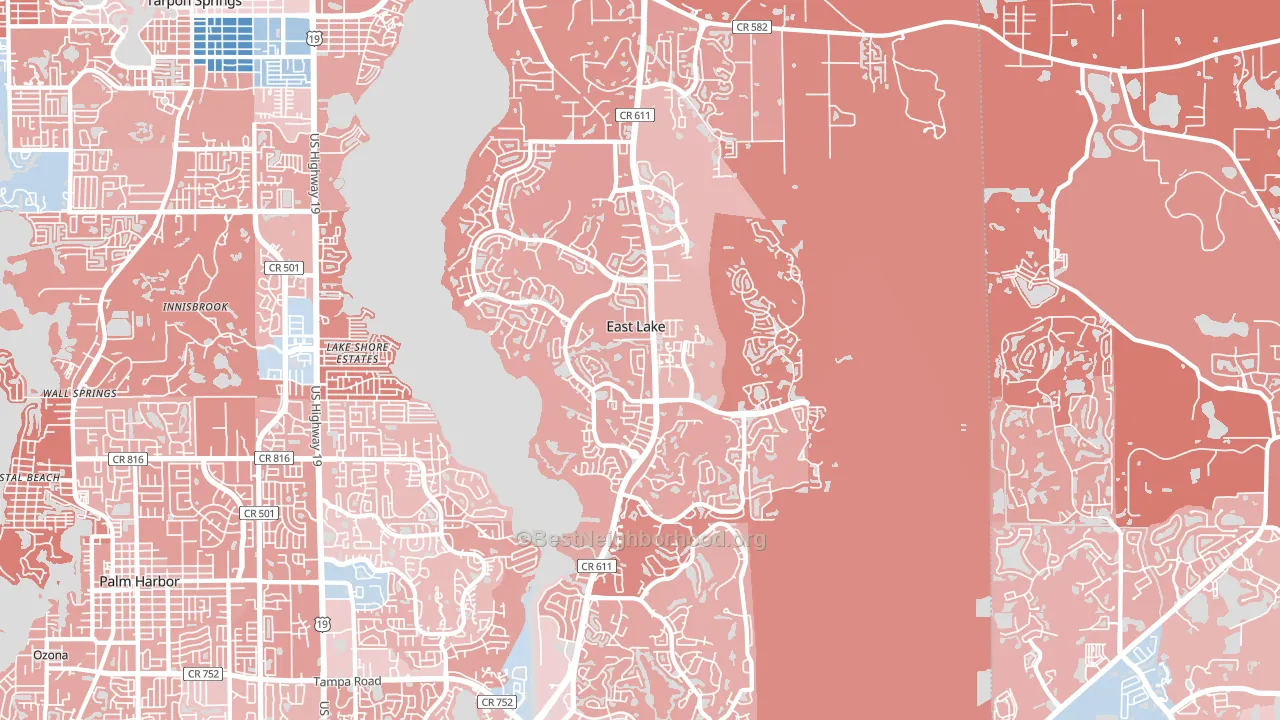 East Lake, FL block-group political-lean map