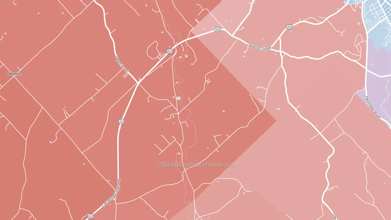 East Lebanon, ME block-group political-lean map