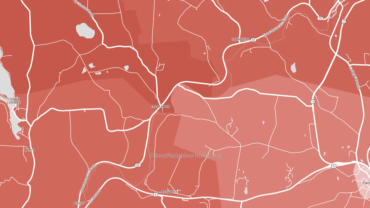 East Lemon, PA block-group political-lean map