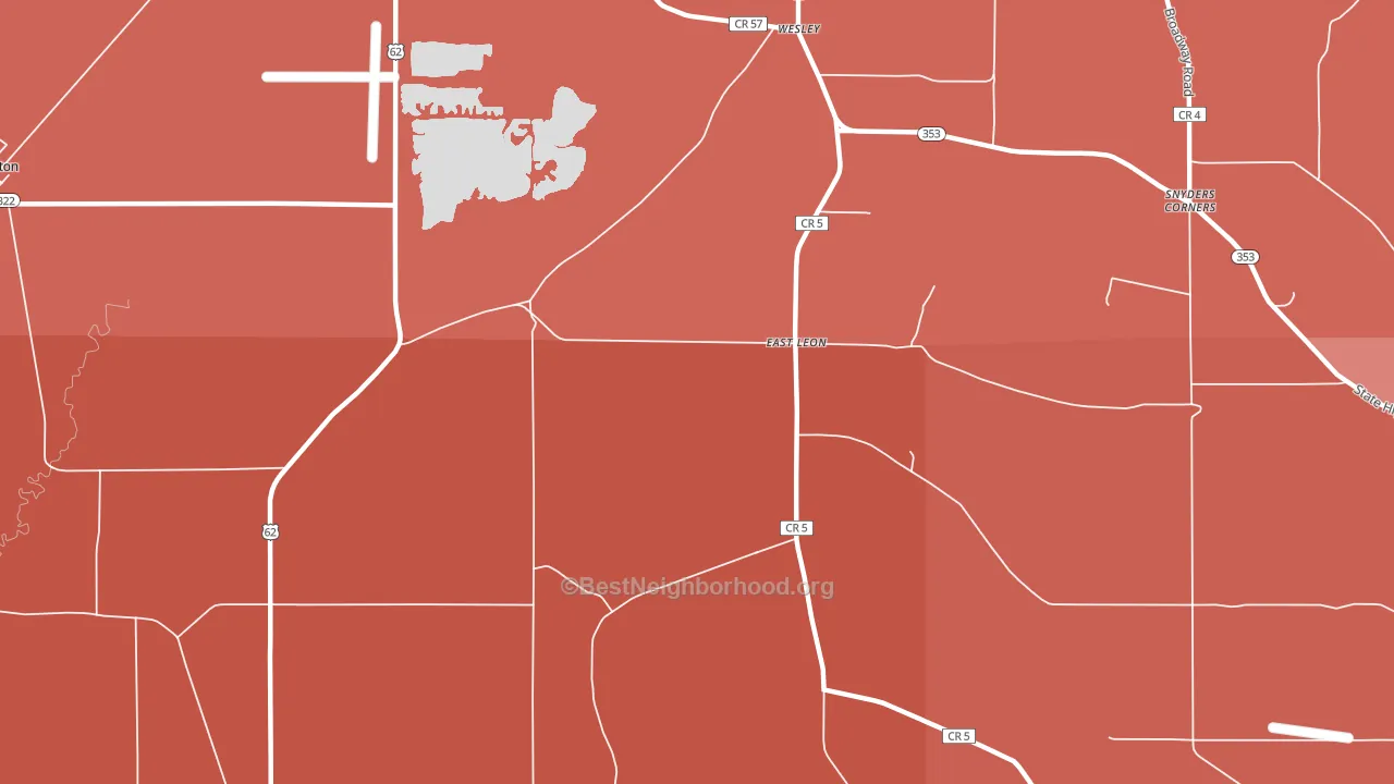 East Leon, NY block-group political-lean map