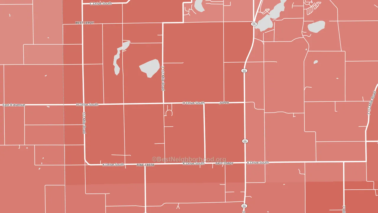 East Leroy, MI block-group political-lean map