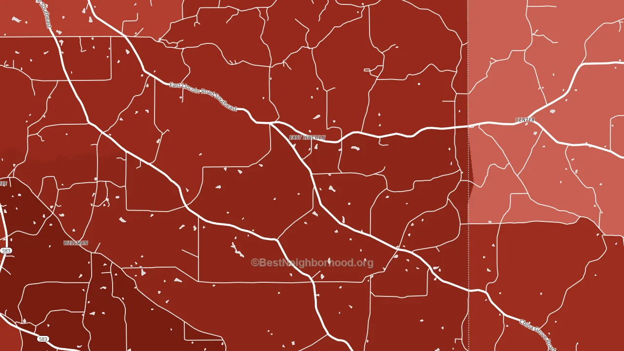 East Lincoln, MS block-group political-lean map