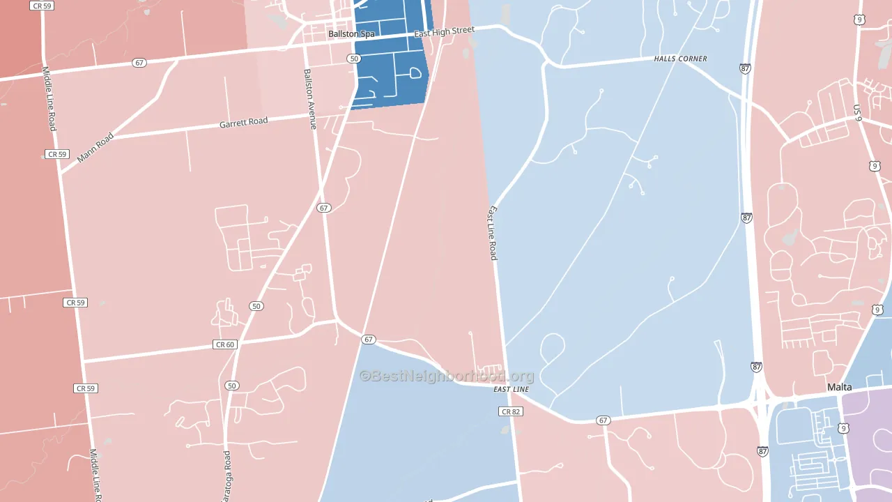 East Line, NY block-group political-lean map