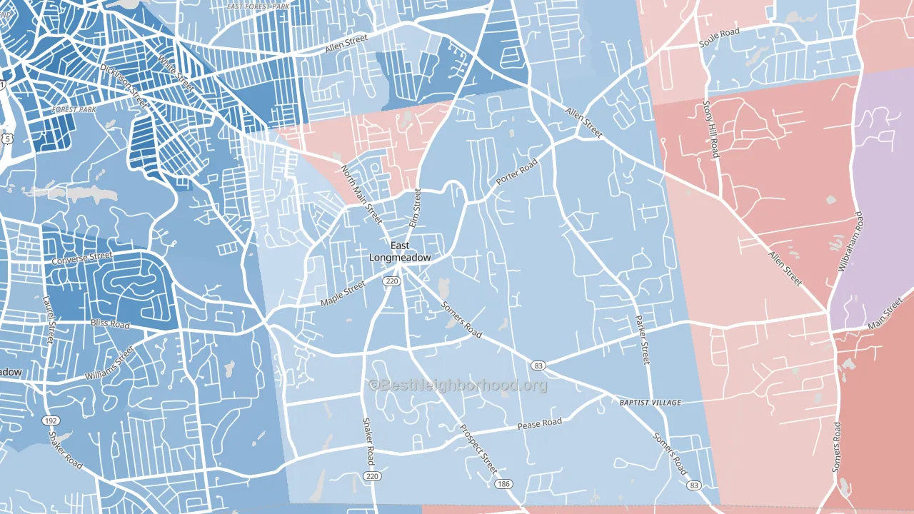 East Longmeadow, MA block-group political-lean map