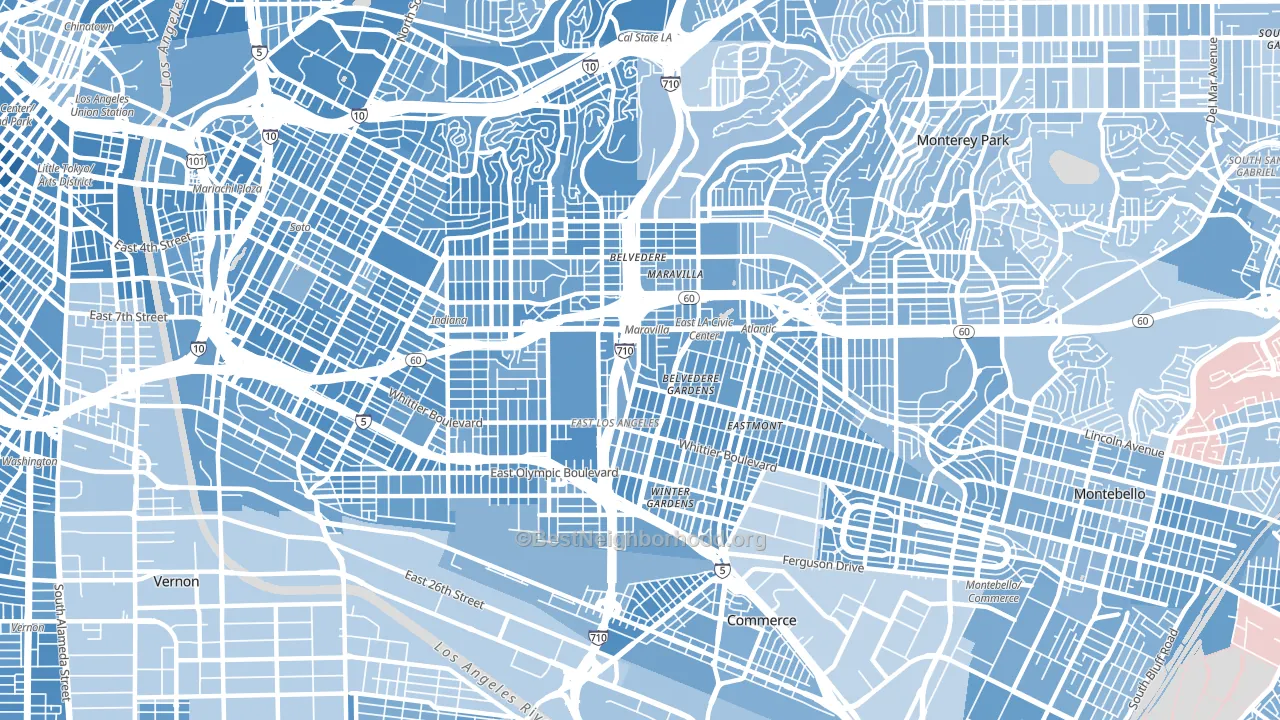 East Los Angeles, CA block-group political-lean map