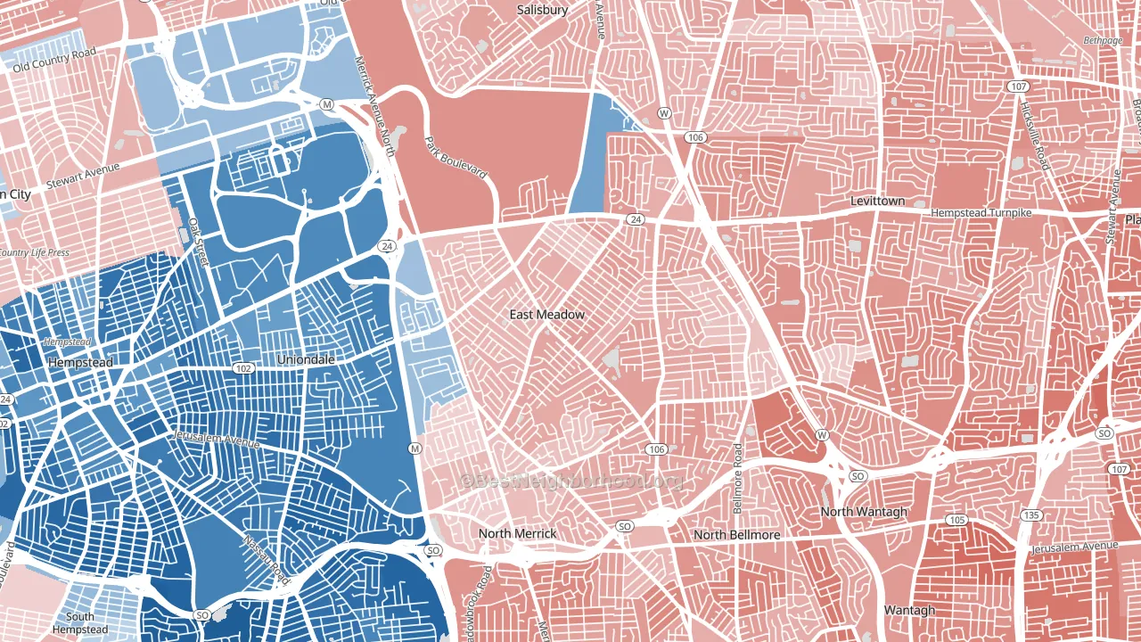 East Meadow, NY block-group political-lean map