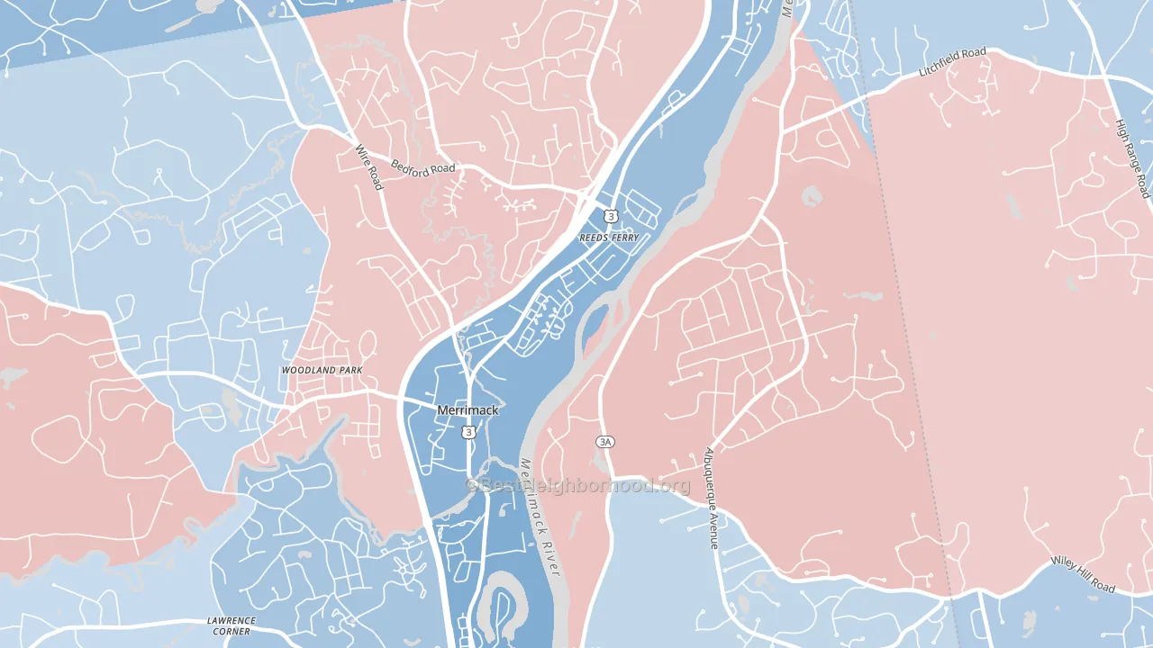 East Merrimack, NH block-group political-lean map