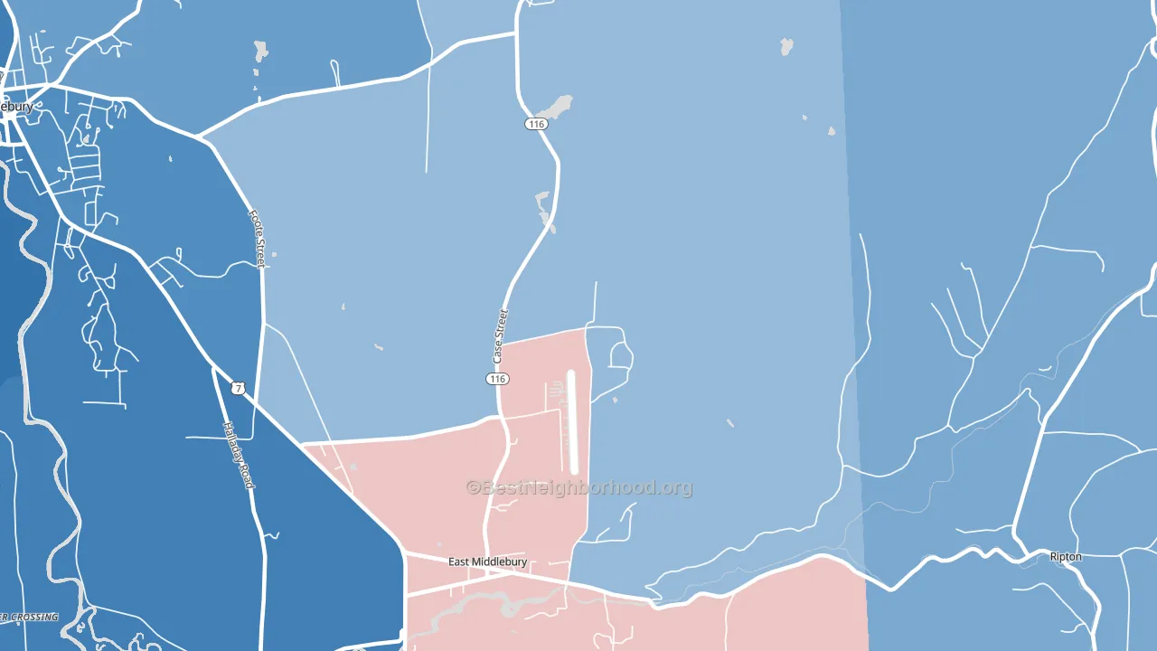 East Middlebury, VT block-group political-lean map