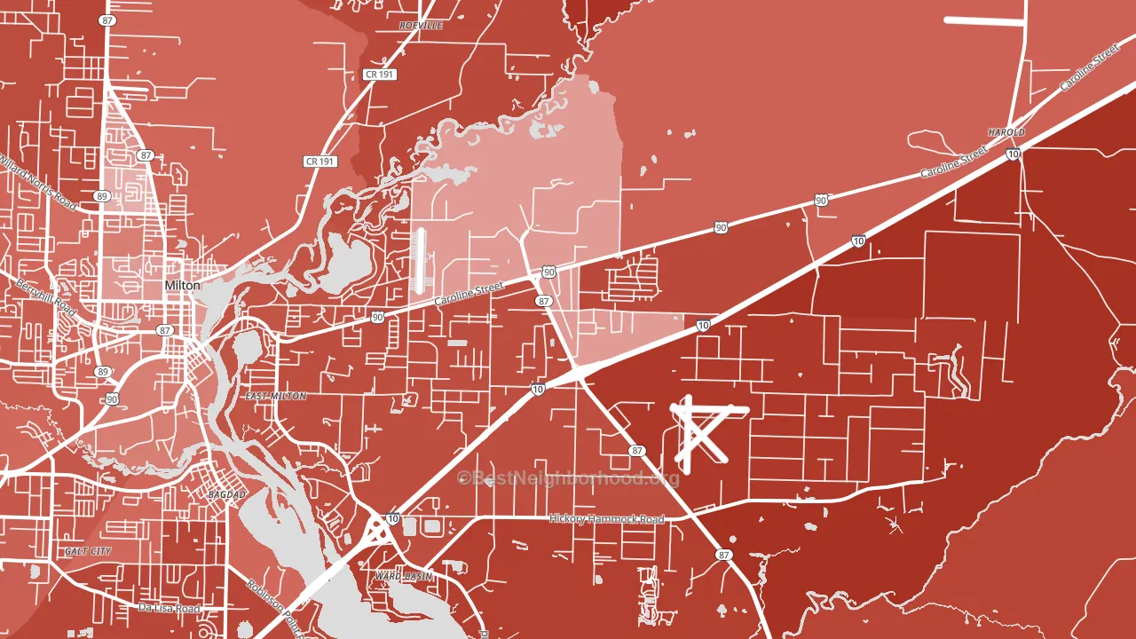 East Milton, FL block-group political-lean map