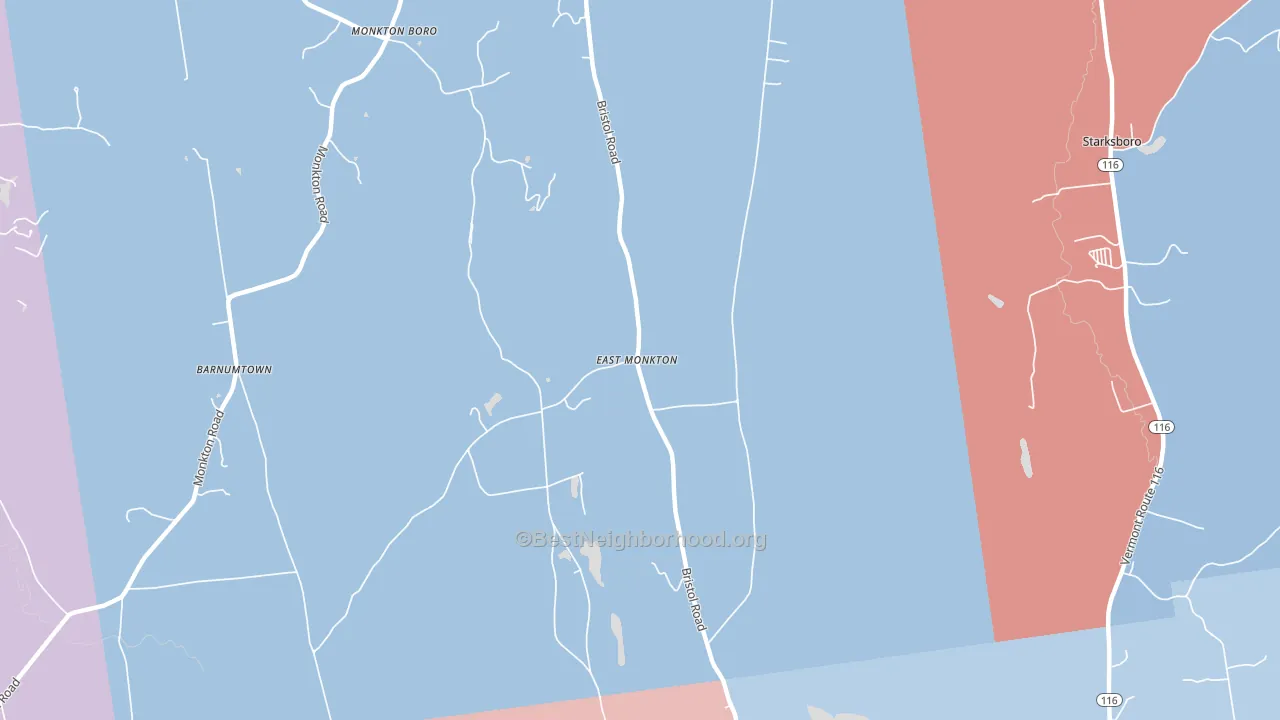 East Monkton, VT block-group political-lean map