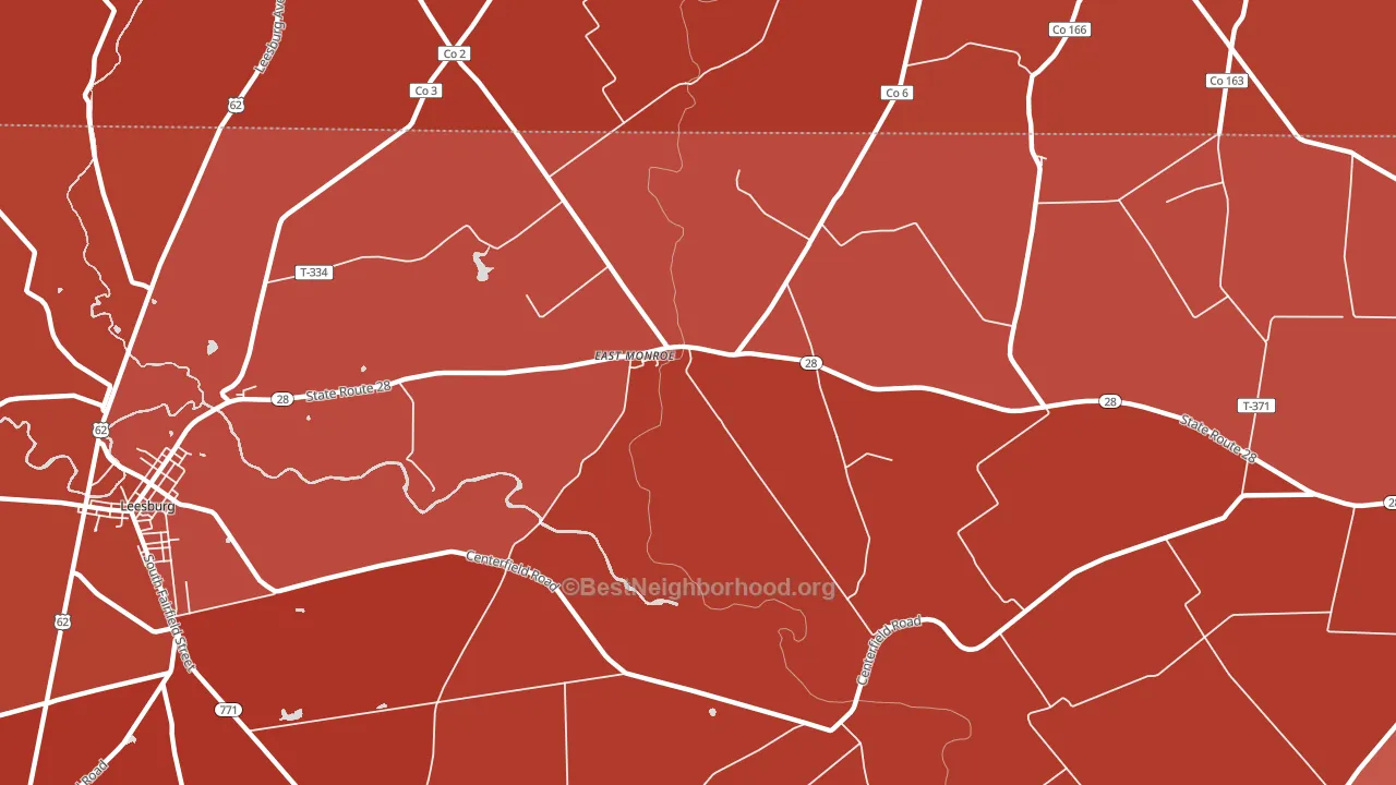 East Monroe, OH block-group political-lean map