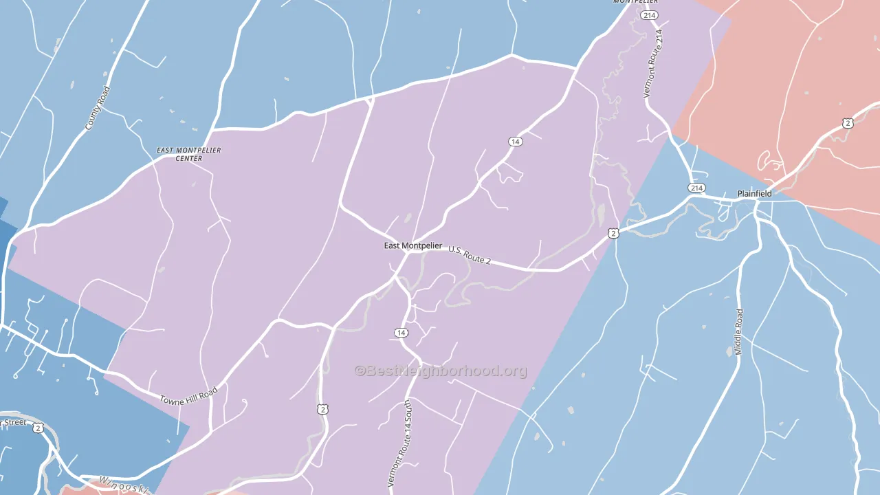 East Montpelier, VT block-group political-lean map