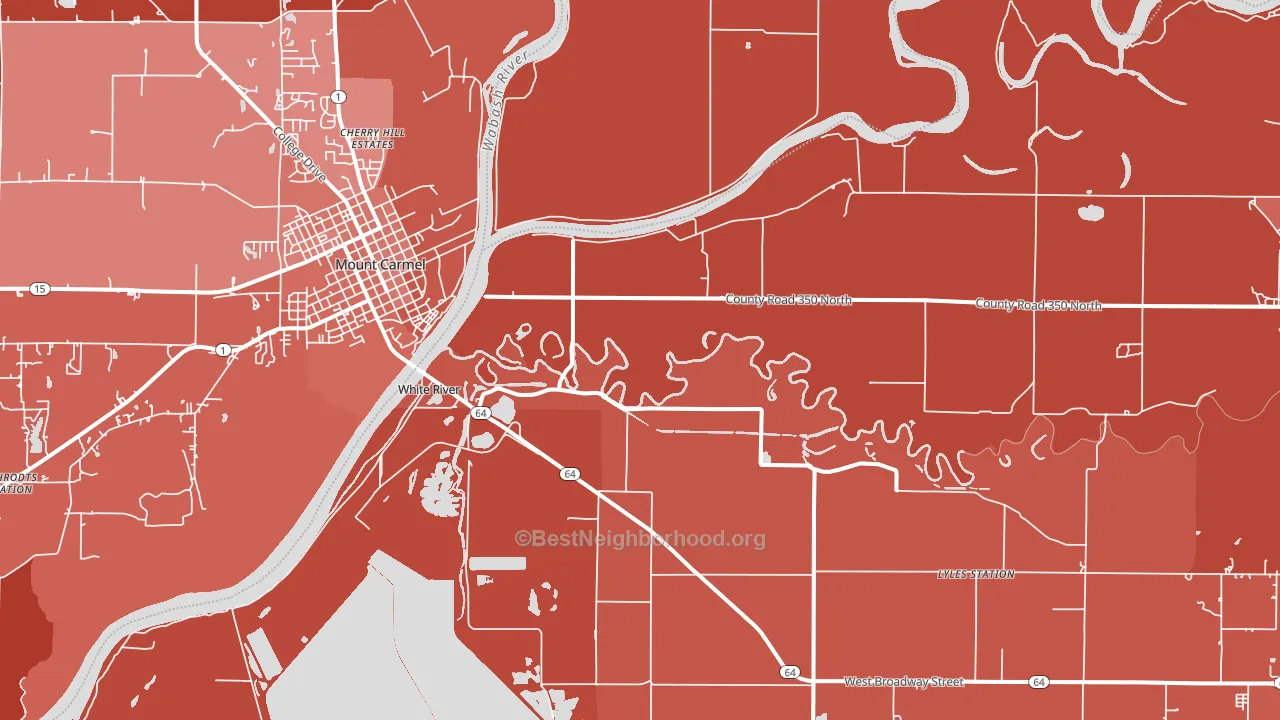 East Mount Carmel, IN block-group political-lean map