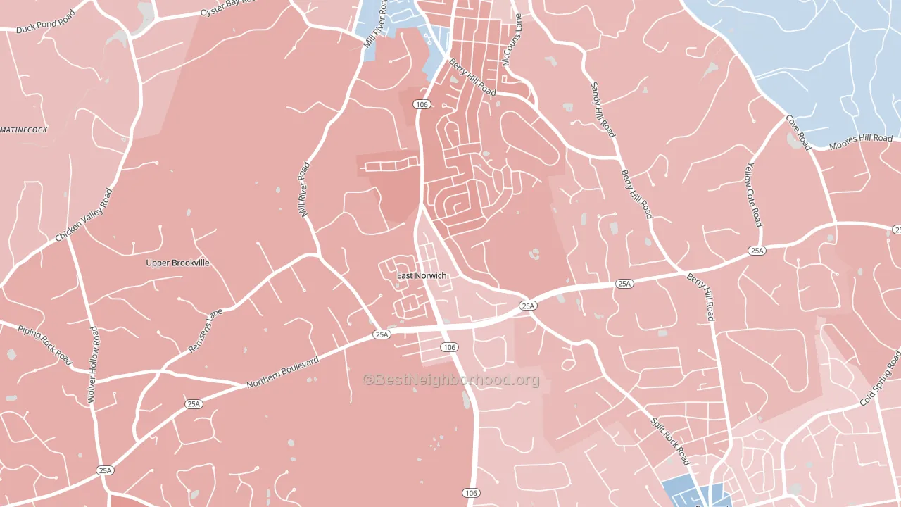 East Norwich, NY block-group political-lean map