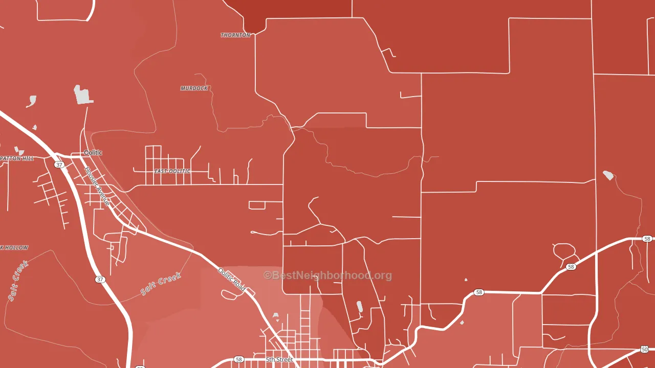 East Oolitic, IN block-group political-lean map