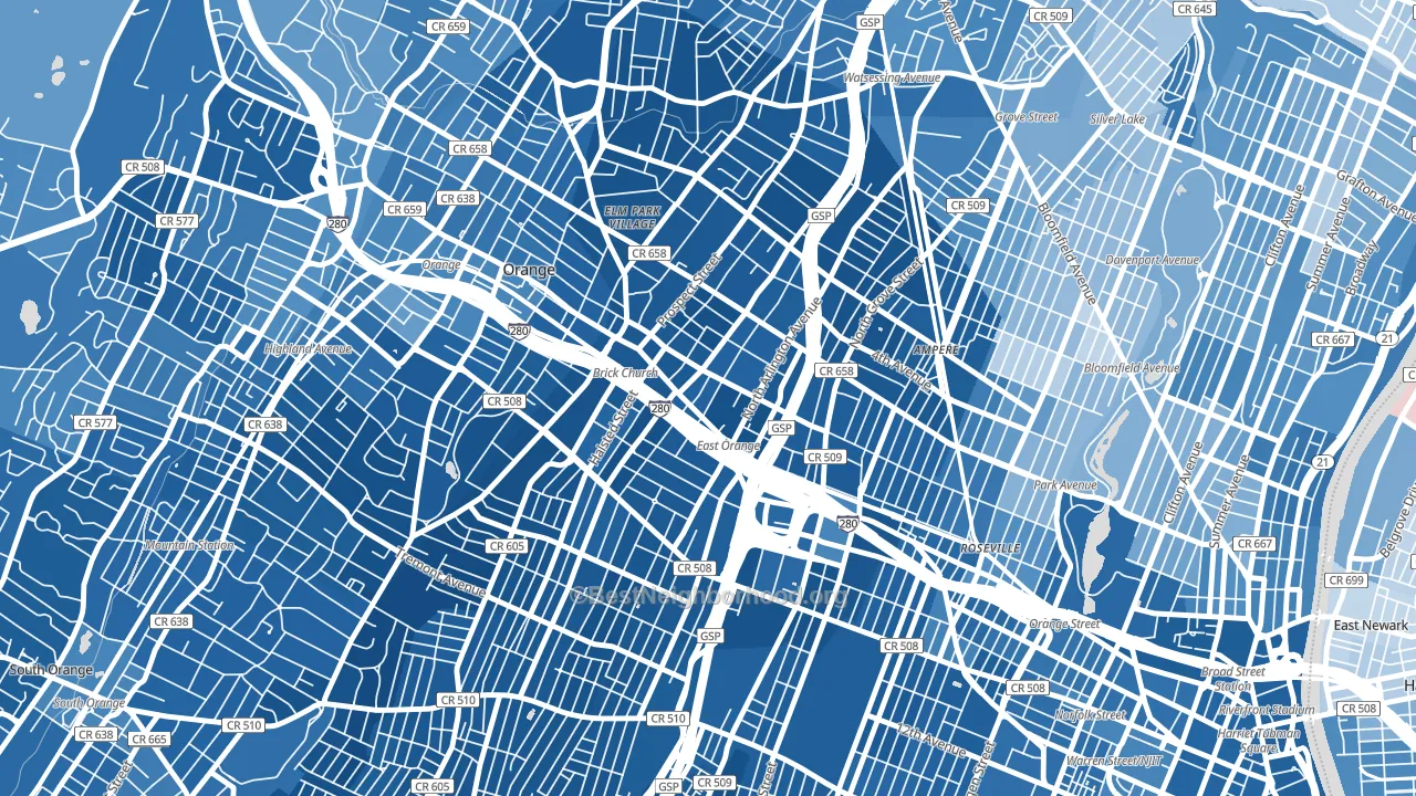 East Orange, NJ block-group political-lean map